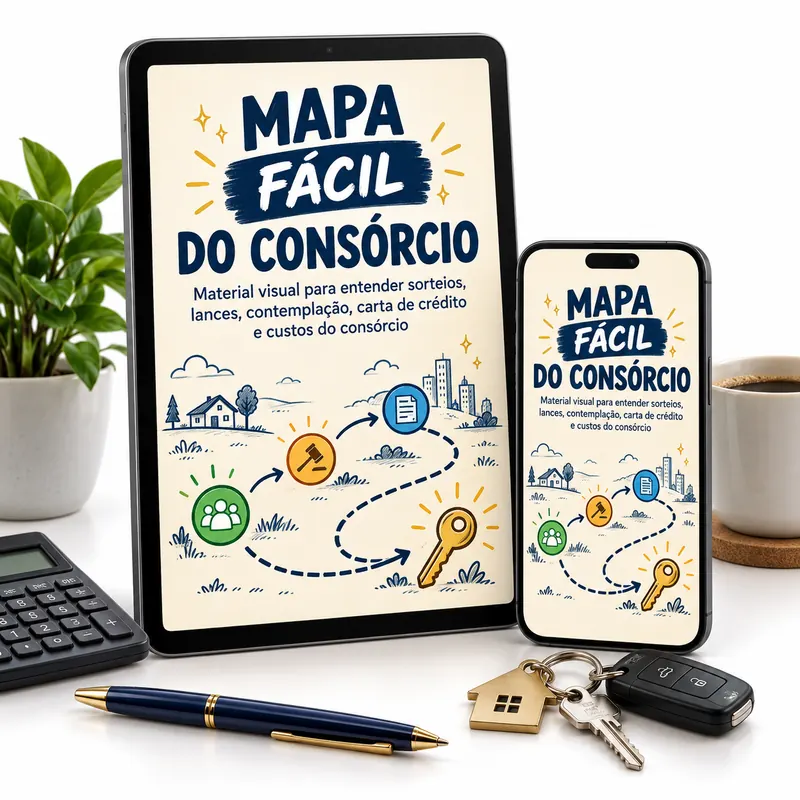 Mapa Fácil do Consórcio no tablet e no celular